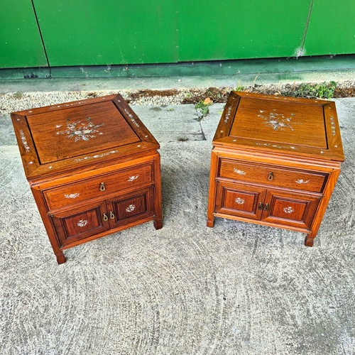 Pair brown wooden bedside - pair,