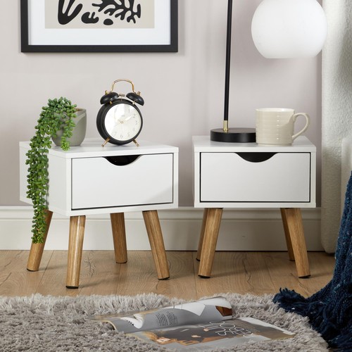 Pair white bedside - of, tables