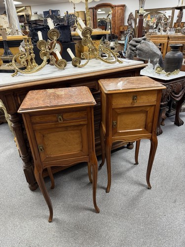Pair french marble walnut - french, &