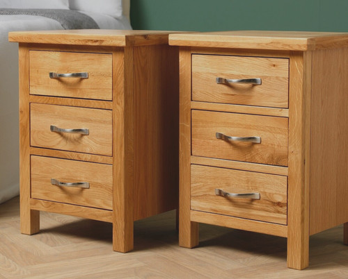 Oak drawer bedside cabinets - 3,