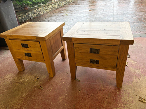 Pair wooden bedside tables - pair,