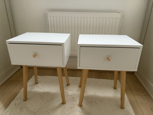 Pair white bedside - of,