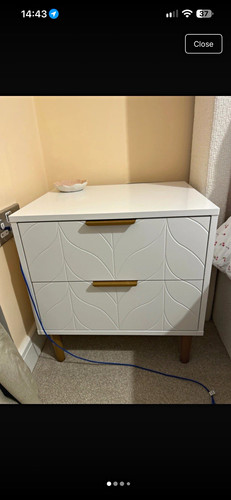 White drawer bedside table - 2-drawer,