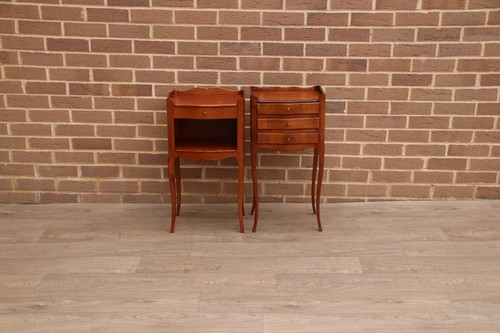 Pair french cherry bedside - french,
