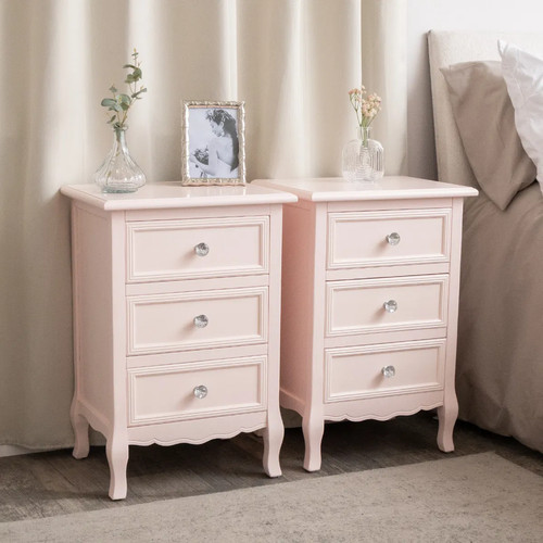 Pair pink drawer bedside - pink,