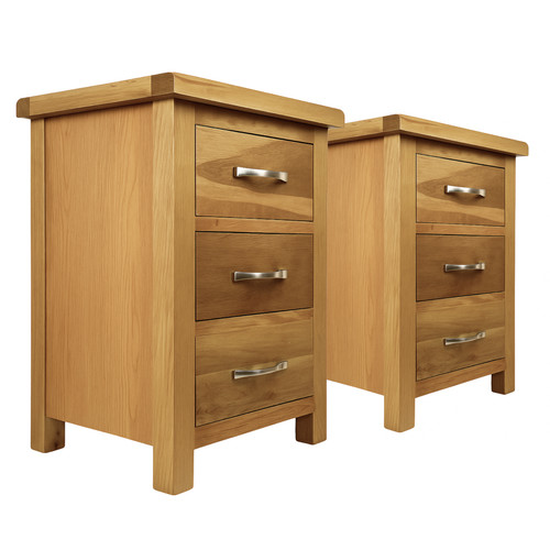 Oak drawer bedside cabinets - drawer,