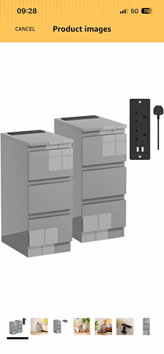 Pair grey drawer - drawer, bedside