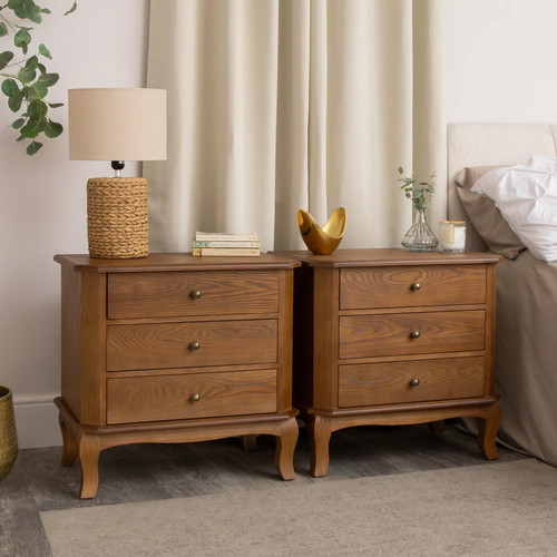 Pair dark wood - of, drawer
