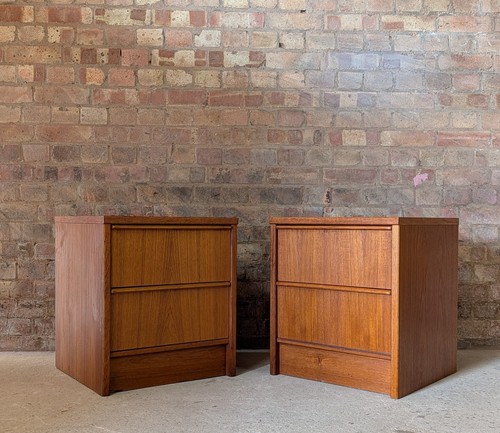 Pair vintage teak bedside - pair, of