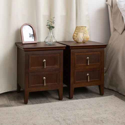 Pair dark brown wooden - pair,