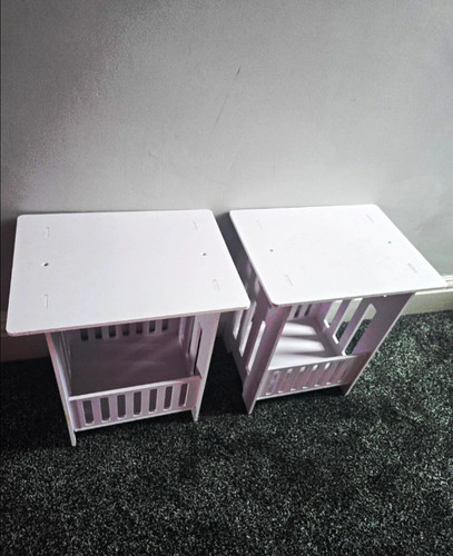 Pair white bedside - pair, tables