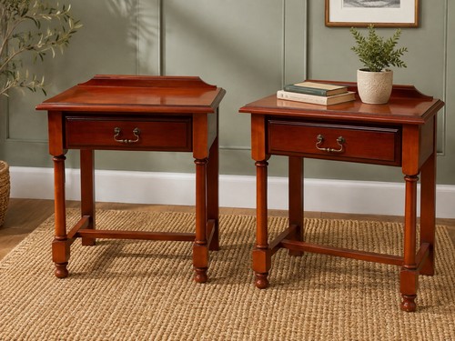 Pair mahogany style bedside - of,