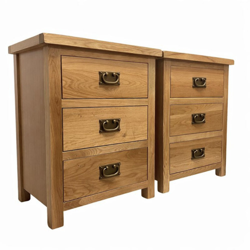 Oak drawer wide bedside - drawer, –