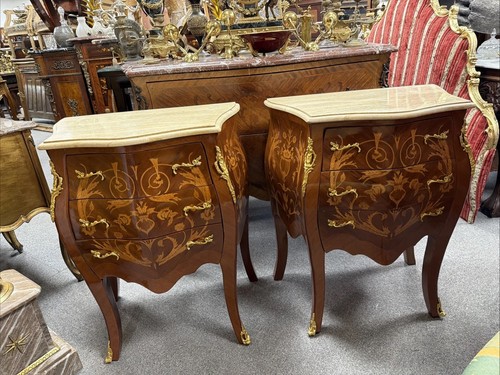 Pair marble top bedside - pair,