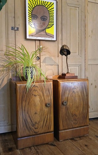 Pair vintage bedside tables - of,