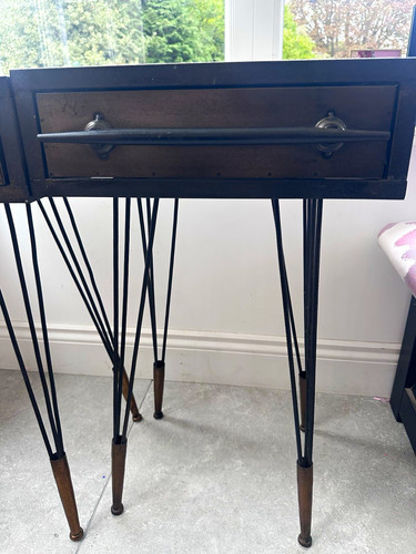 Pair metal bedside tables - pair,