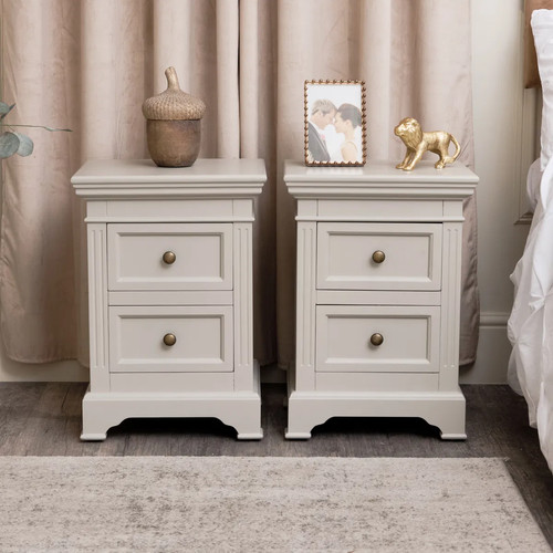 Pair taupe grey two drawer - of,