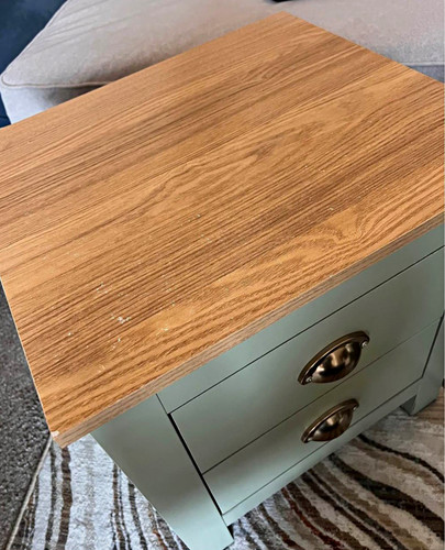 Pair green bedside - tables, wood