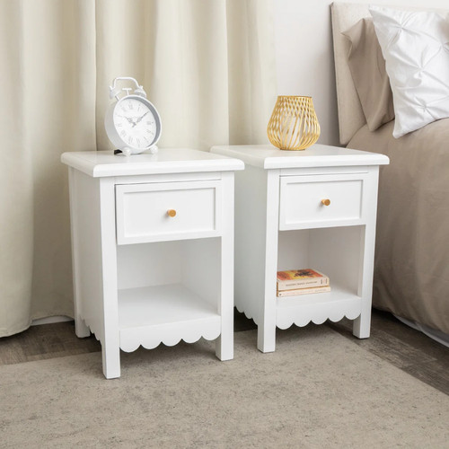 Pair one drawer scalloped - pair,
