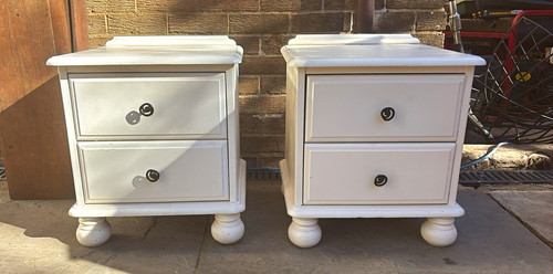 Pair white painted solid - painted, pine