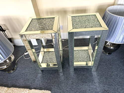 Pair modern mirrored bedside - modern,