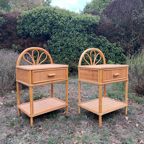Pair vintage rattan - of,